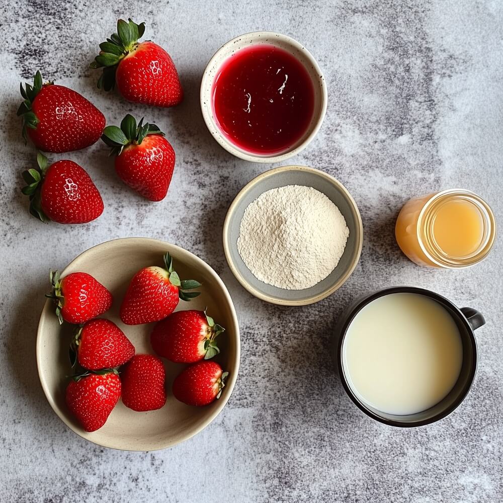 ingredients-mug-cake-confiture-fraise-sans-oeuf