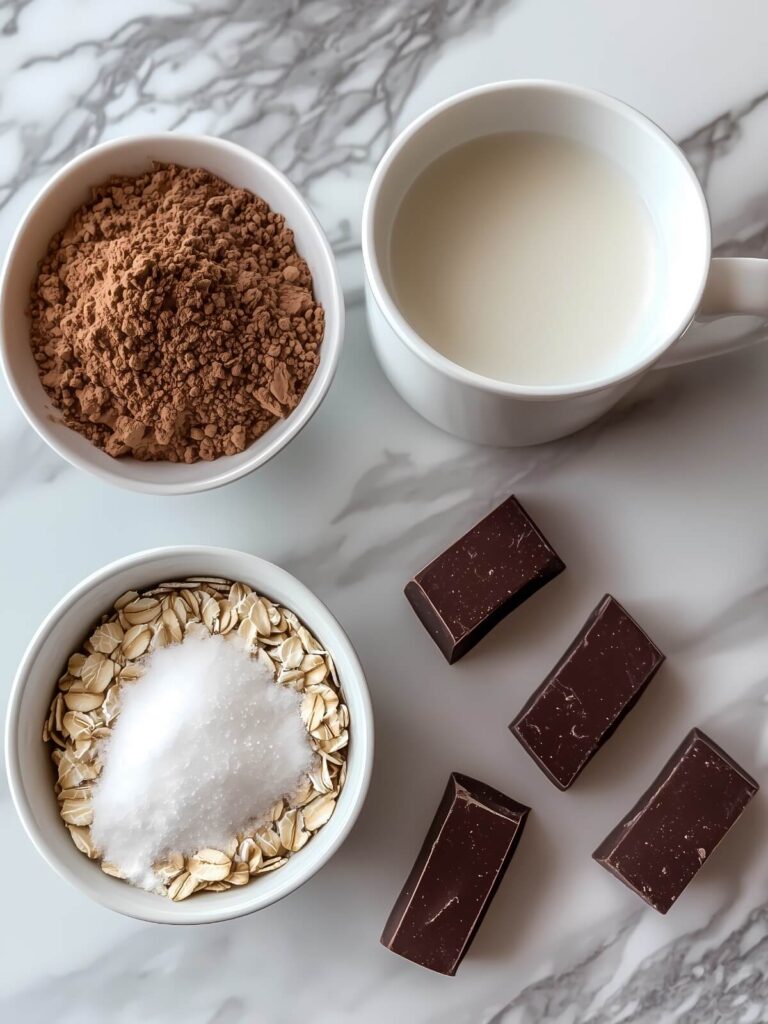 ingredients-mug-cake-flocon-avoine-cacao