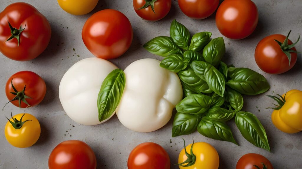 ingredients-salade-mozzarella-fraiche