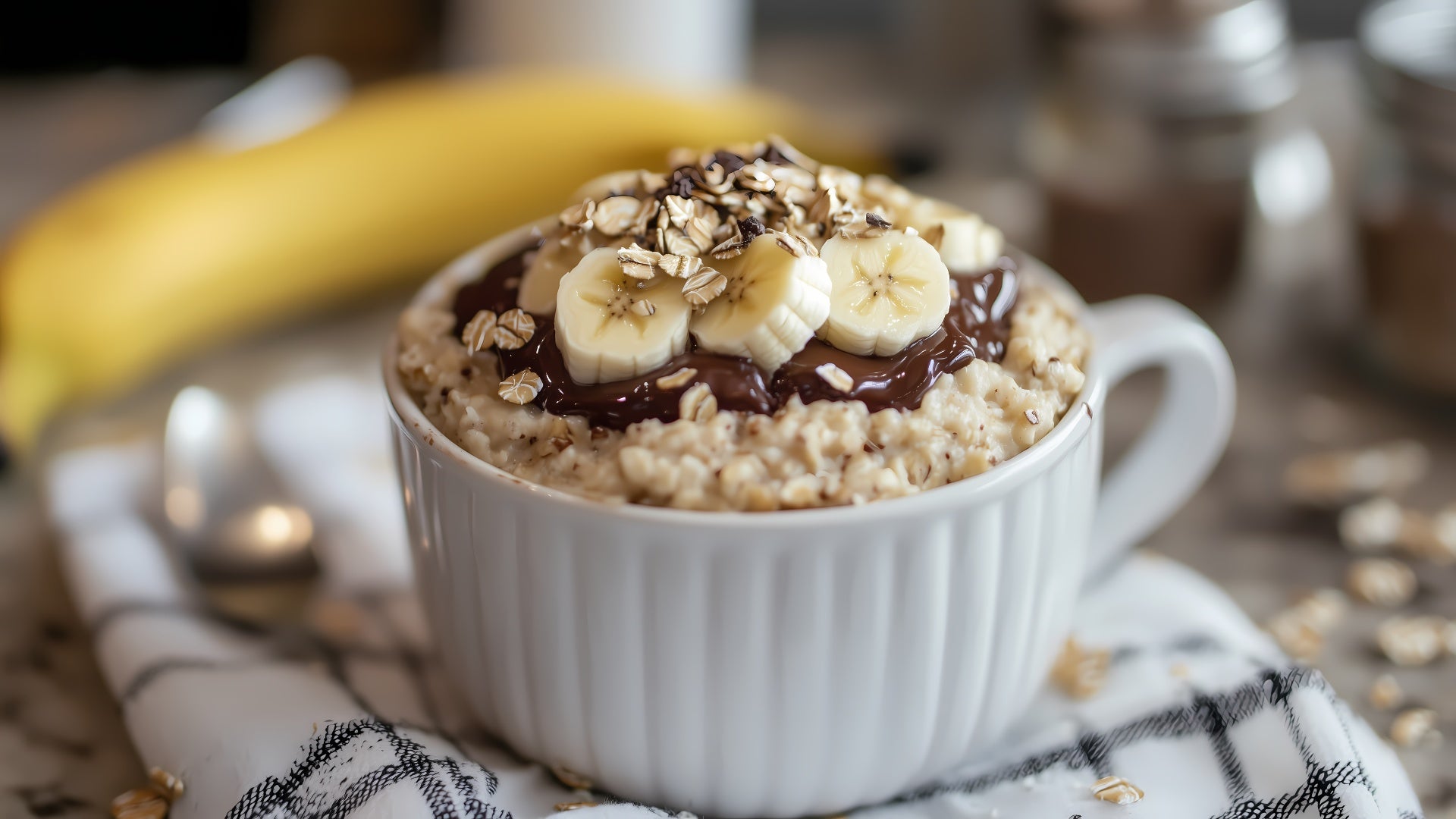 Mug Cake aux Flocons d'Avoine, à la Banane et au Nutella