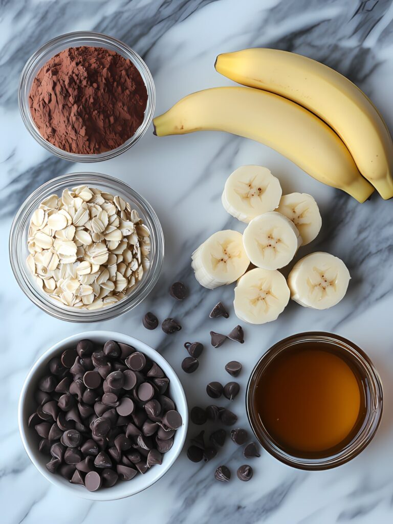 ingredients-mug-cake-flocon-avoine-banane-cacao