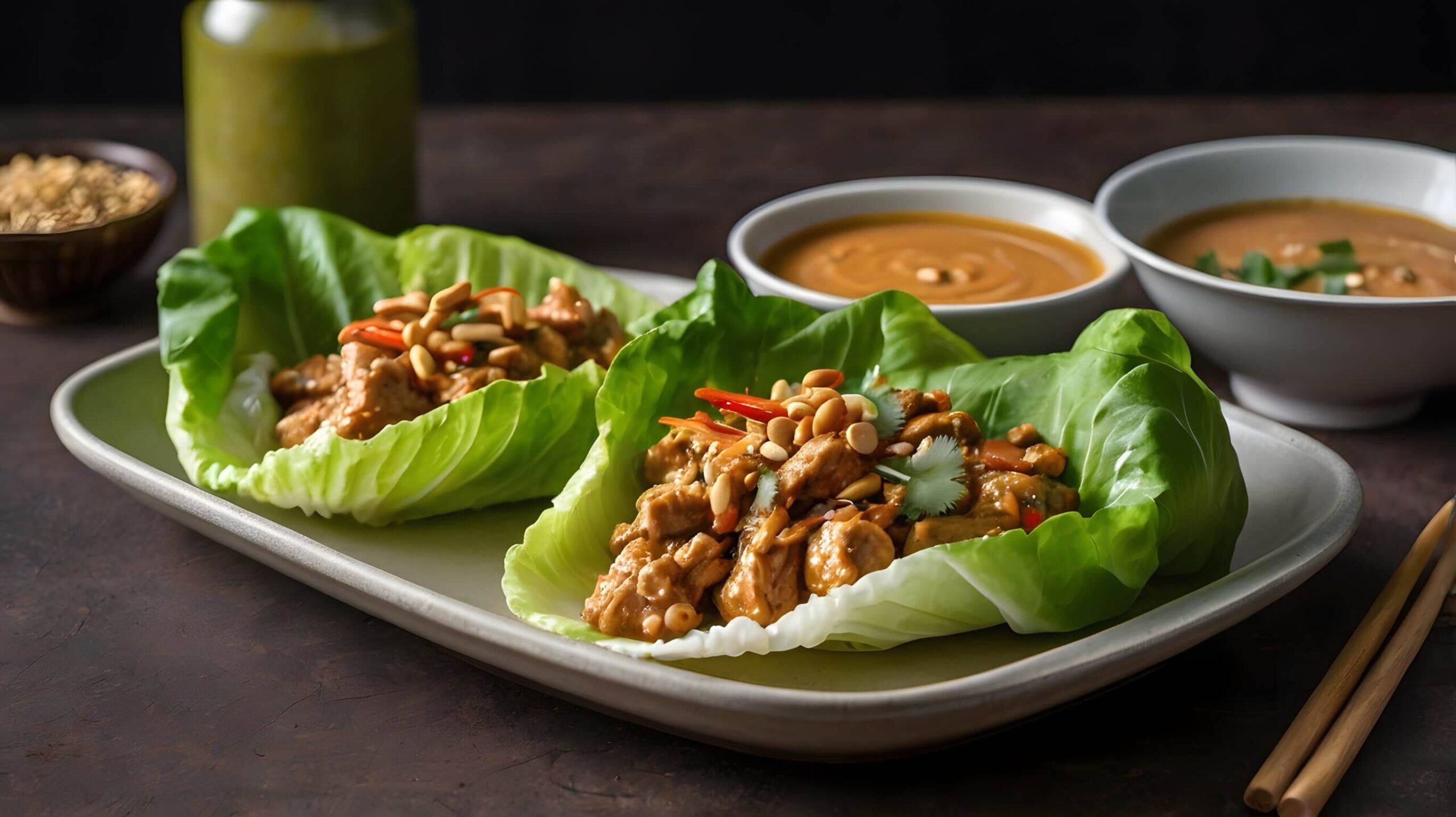 rouleau-laitue-poulet-thailandais-sauce-cacahuete